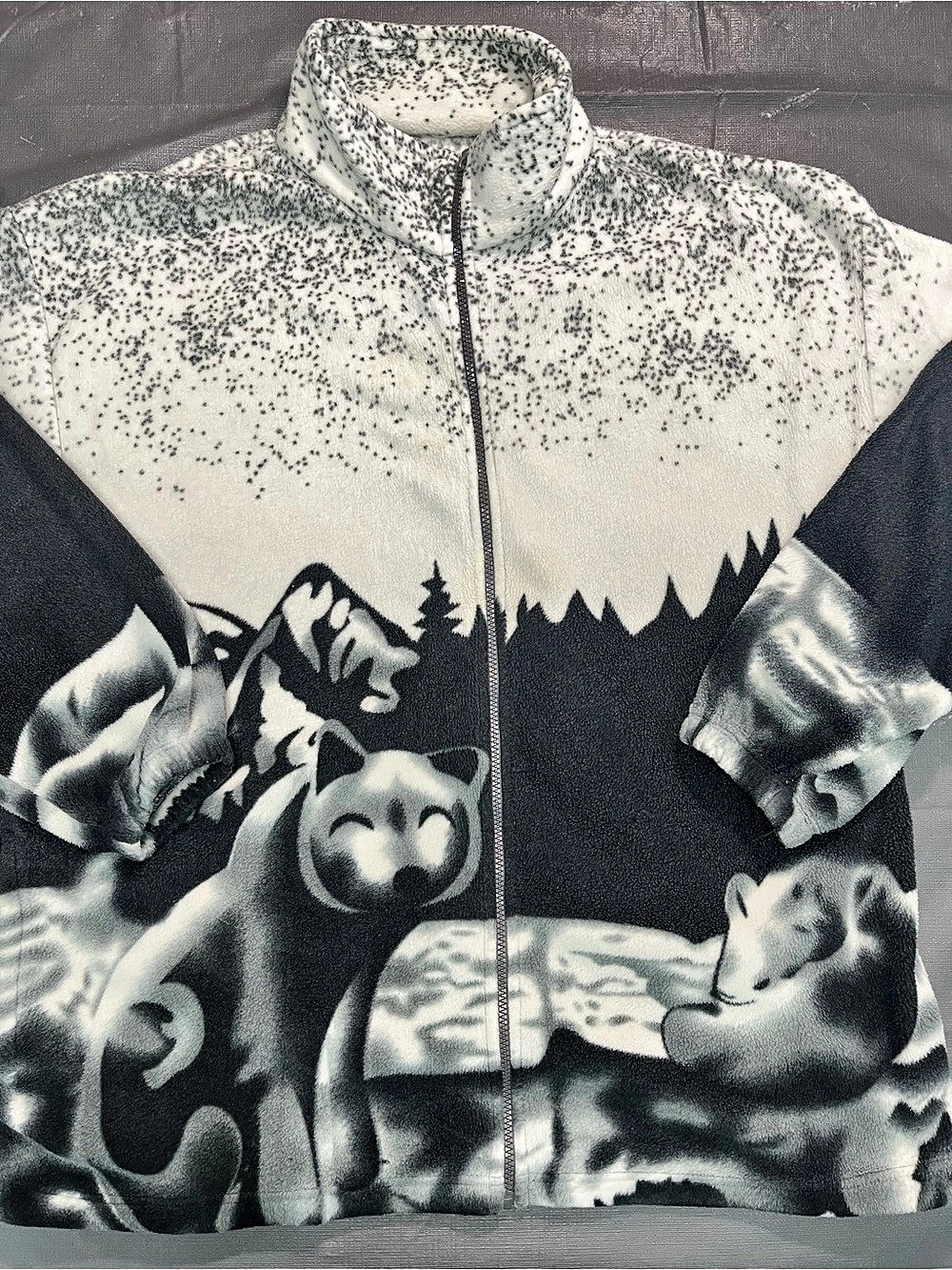 Authentic Global Wear Native Wolf All Over Print Fleece Jacket Adult XL